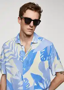 Camisa Leaves-H Celeste Talla XL Hombre Mango