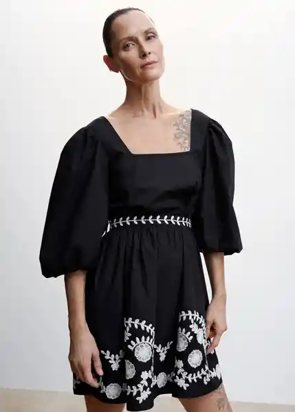 Vestido Bonito-L Negro Talla M Mujer Mango