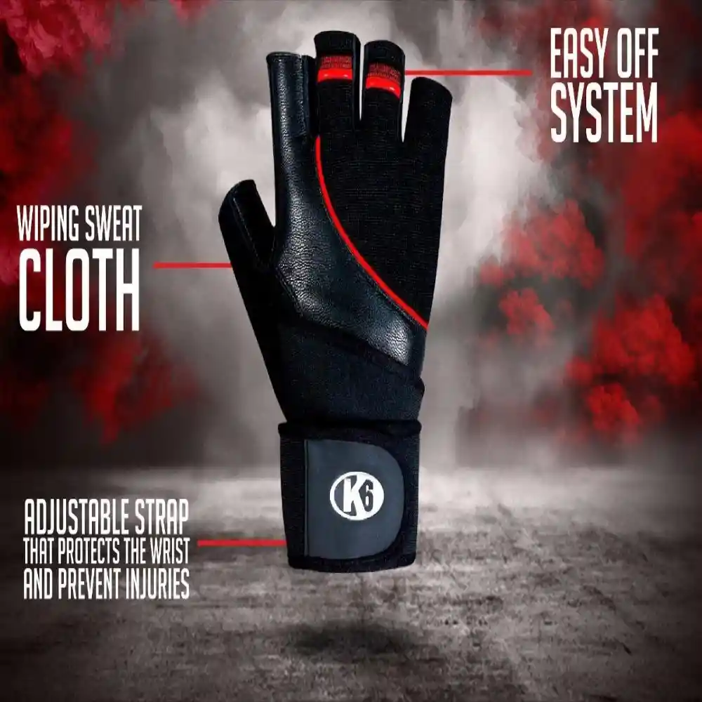 K6 Guantes Para Gimnasio De Cuero Crossfit Ice Border Ll Talla M