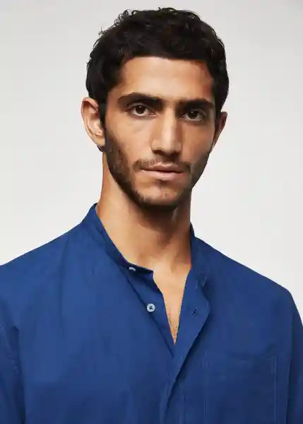 Camisa Solid-H Navy Talla M Hombre Mango