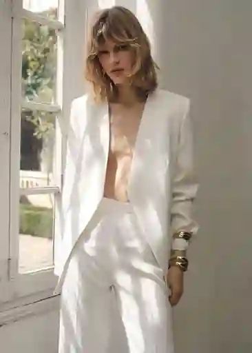 Blazer Americana Harry Blanco Talla L Mujer Mango