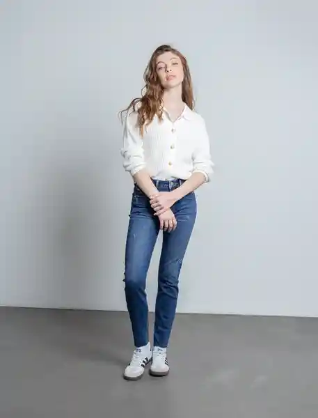 Jean Para Mujer Azul Índigo Medio Talla 14 492F002 Naf Naf