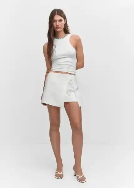 Falda Berta Blanco Talla 18 Mujer Mango