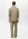 Camisa Rug Khaki Talla M Hombre Mango