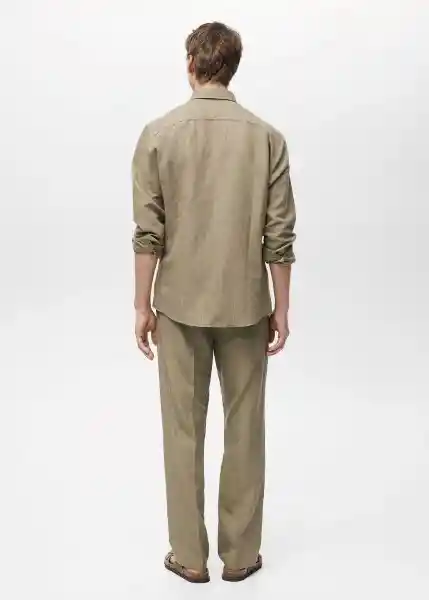 Camisa Rug Khaki Talla M Hombre Mango