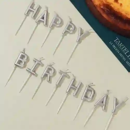 Vela Happy Birthday Plateada