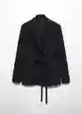 Blazer Americana Tortuga Negro Talla 26 Mujer Mango