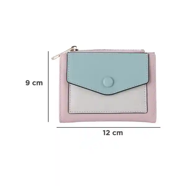 Cartera Corta Para Mujer Azul y Rosa Miniso