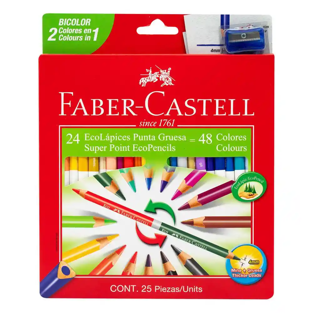 Faber Castell Colores Doble Punta Gruesa x24