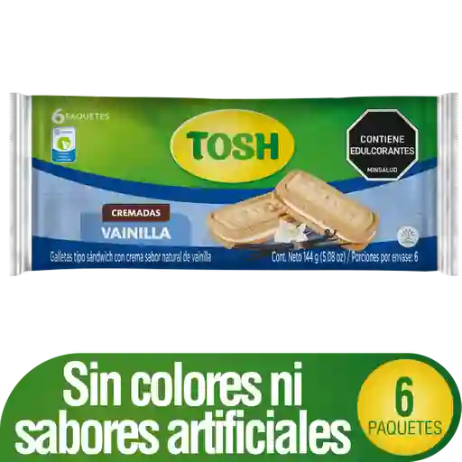 Tosh Galletas Tipo Sándwich con Crema Sabor a Vainilla