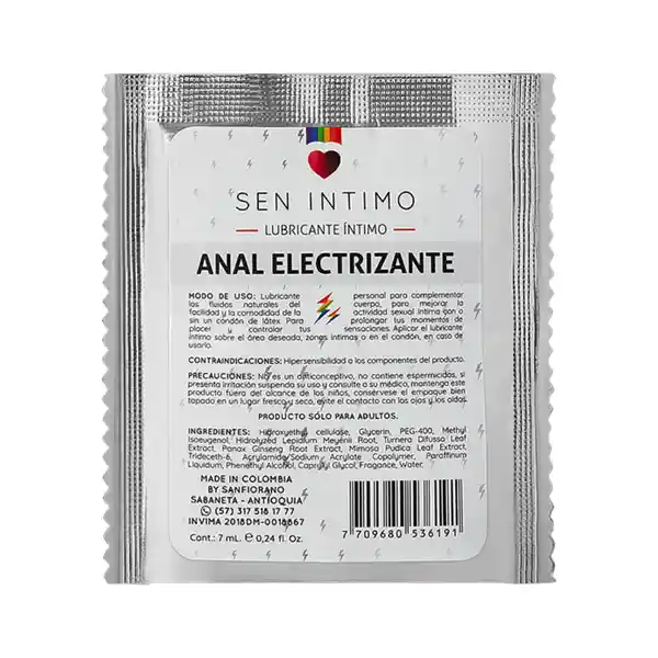 Sen Íntimo Lubricante Íntimo Anal Electrizante Sachet