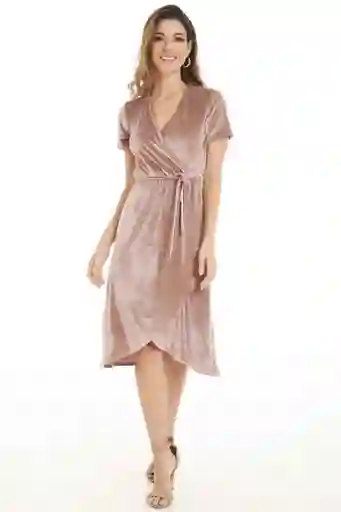 Vestido Midi Velvet Color Rosado Palo de Rosa Talla S Ragged