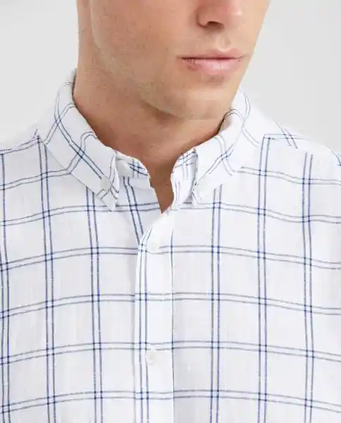 Camisa Button Down Plaid Masculino Blanco 0 Claro T. M Chevignon