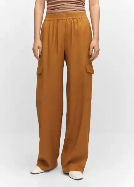 Pantalón Nilo Ocre Talla L Mujer Mango