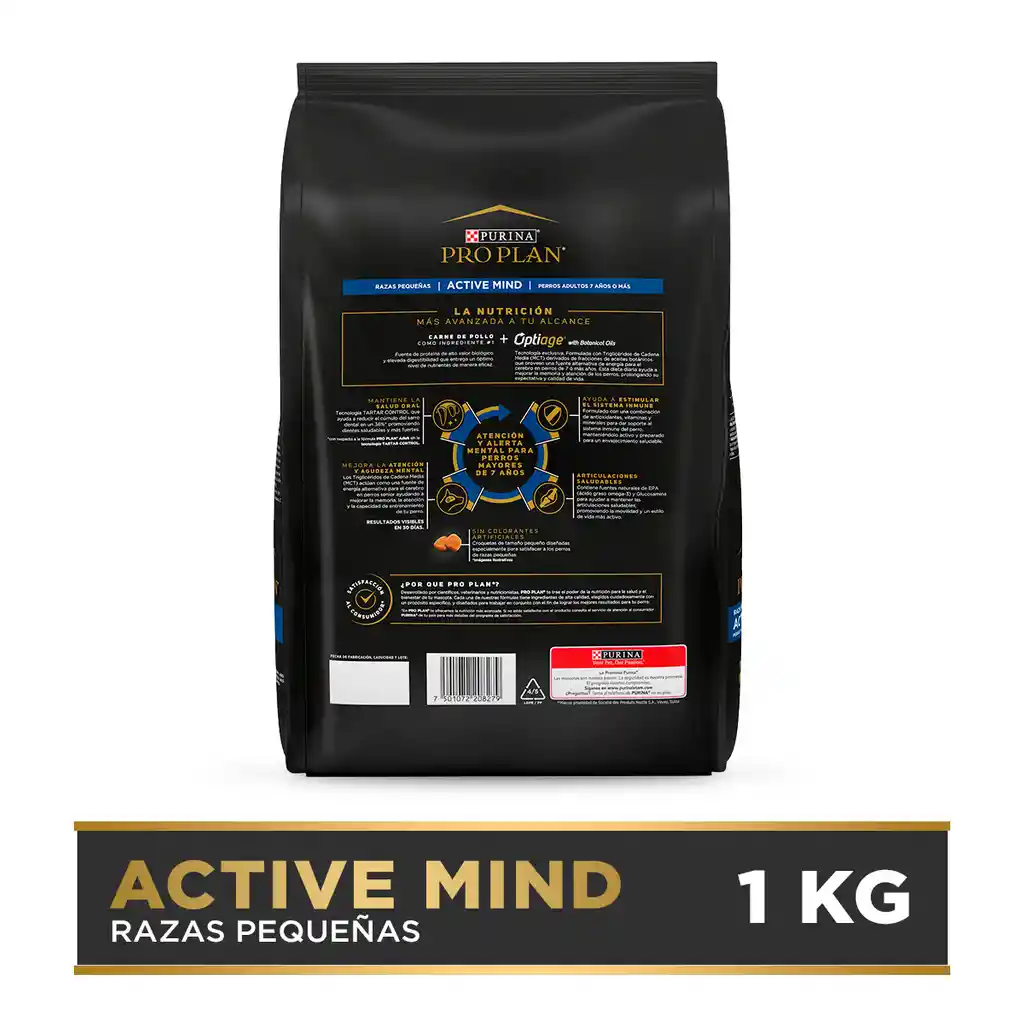Comida para Perros adultos +7 años razas pequeñas Purina Pro Plan x 1 kg