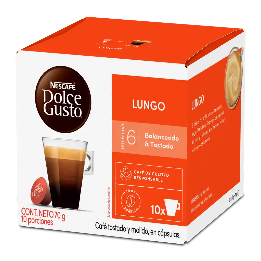 Cápsulas de Café NESCAFÉ DOLCE GUSTO Lungo x 70g