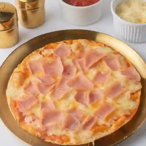 Pizza jamón y queso personal