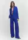 Pantalón Linet Azul Talla 40 Mujer Mango