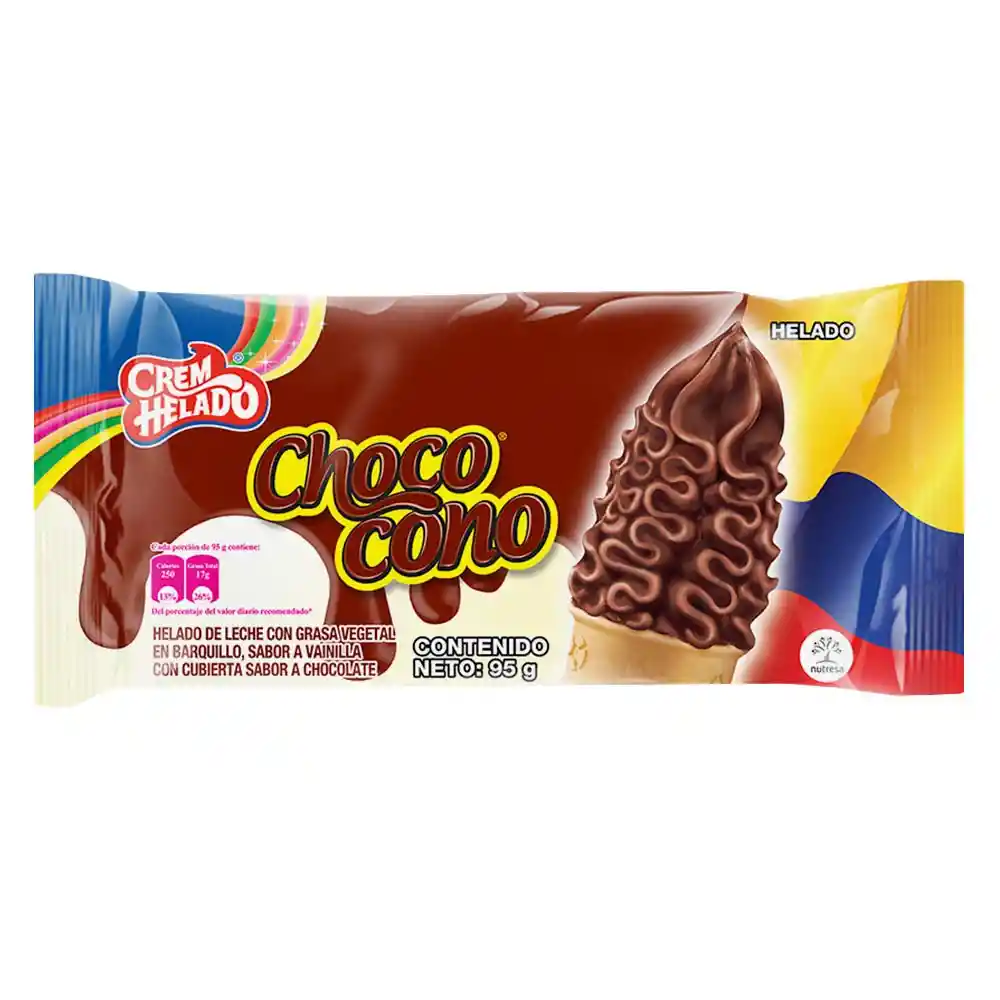 Chococono Helado de Leche Sabor a Vainilla con Chocolate 