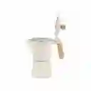 Cafetera Moka 6 Tazas Blanca Mango En Madera