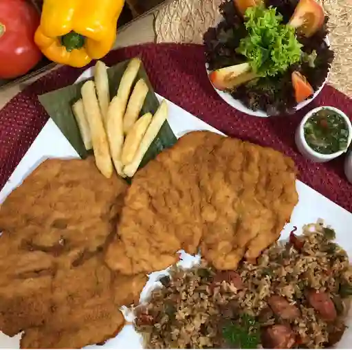 Arroz mixto con chuleta