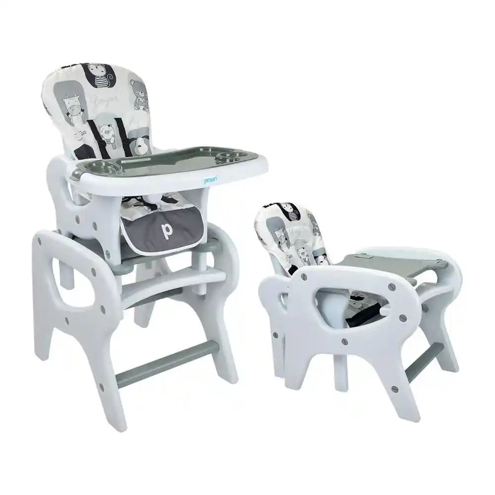 Silla Comedor Bebé 2 en 1 Pcm10 Animals Gr Priori Gris11085
