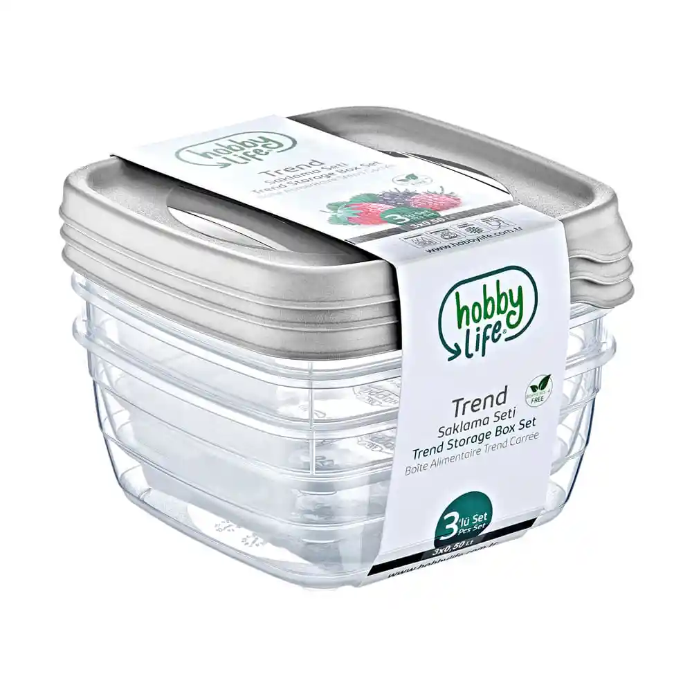 Set 3 Contenedor Krea Hermético Cuadrados