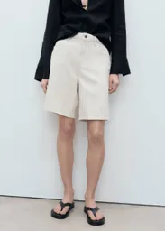 Bermuda Camilla Offwhite Talla 36 Mujer Mango