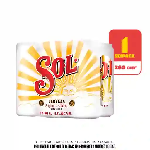 Cerveza Sol Sixpack Lata 269 ml