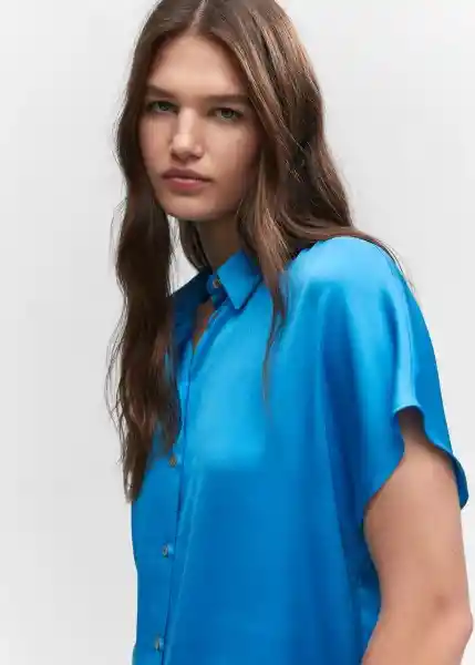 Camisa Sason Azul Talla M Mujer Mango