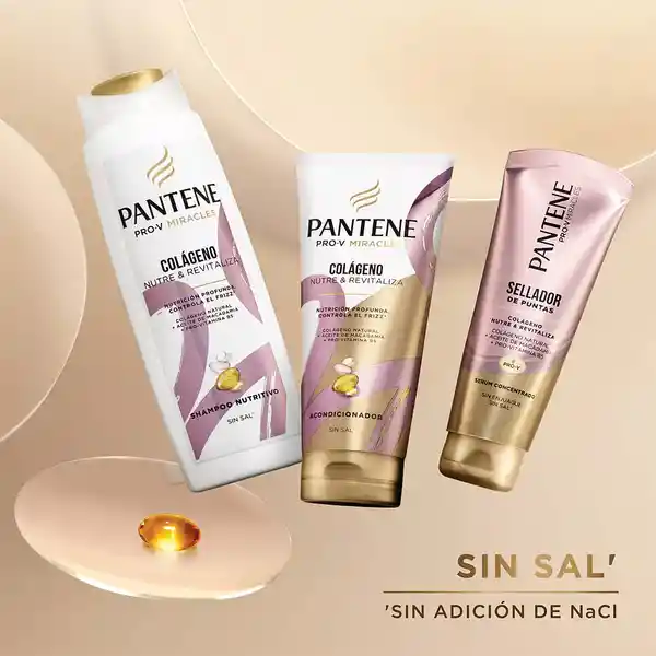 Shampoo sin sal' Pantene Pro-V Miracles Colageno Nutre y Revitaliza Nutritivo Champu 300 ml