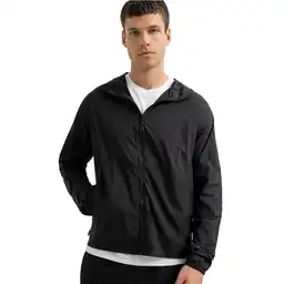 Chaqueta Con Capucha Tela Liviana Masculino Viyu Punto Blanco