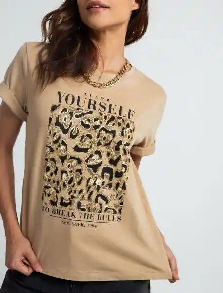 Camiseta Mujer Beige Arcilla Medio Talla S 403F051 Naf Naf