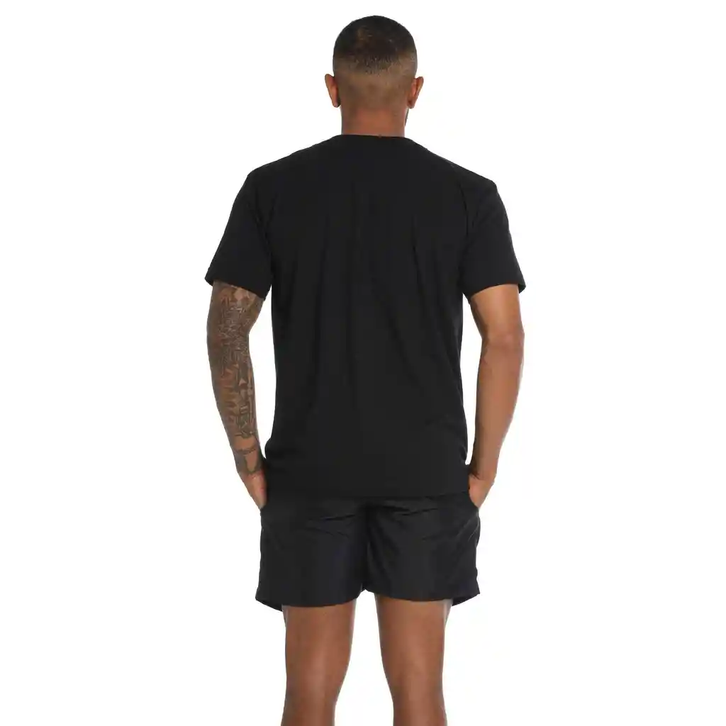 Camiseta Manga Corta Madarin Splice Hombre Negro-m