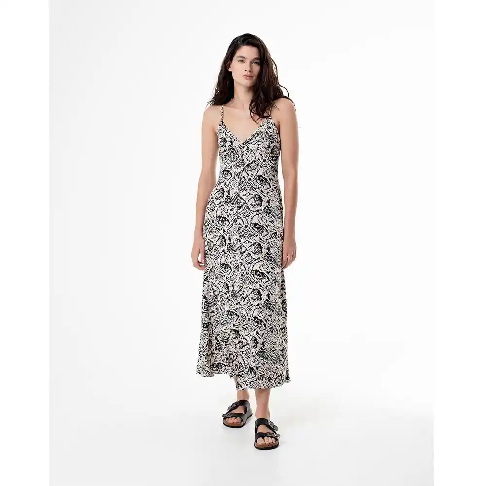 Vestido Largo Con Tiras Ajustables Femenino Lapa Gef