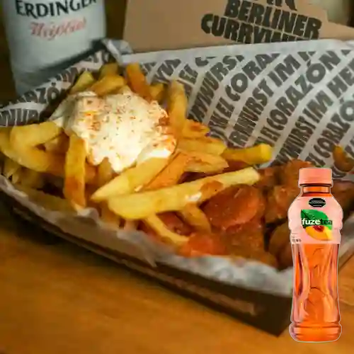 Combo Currywurst Engadiner + Fuze Tea Durazno 400ML