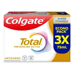 Crema Dental Colgate Total Anti Sarro Prevención Activa 3x75ml