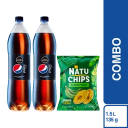 Combo Gaseosa Pepsi Sin Azúcar 2 Und + Natuchips Platano Verde