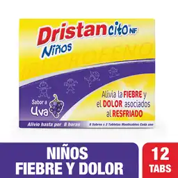 Dristancito Tabs Masticables Alivia la Fiebre y el Dolor 12 Tabs