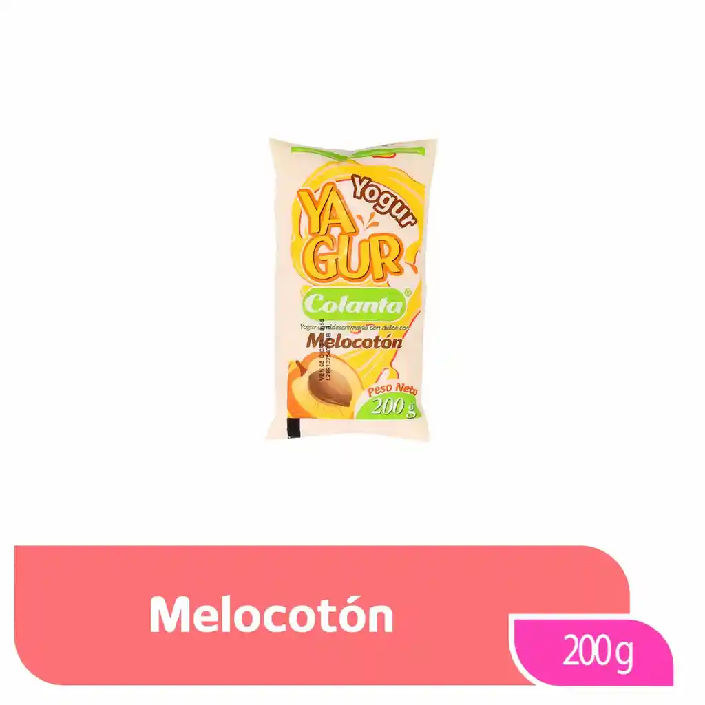 Yagur Melocotón Colanta Bolsa X 200 g