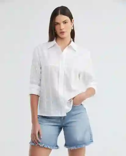 Eyelet Longsleeve Shirt Blanco 0 Claro Talla M Mujer Chevignon