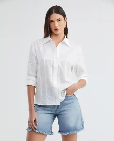 Eyelet Longsleeve Shirt Blanco 0 Claro Talla M Mujer Chevignon