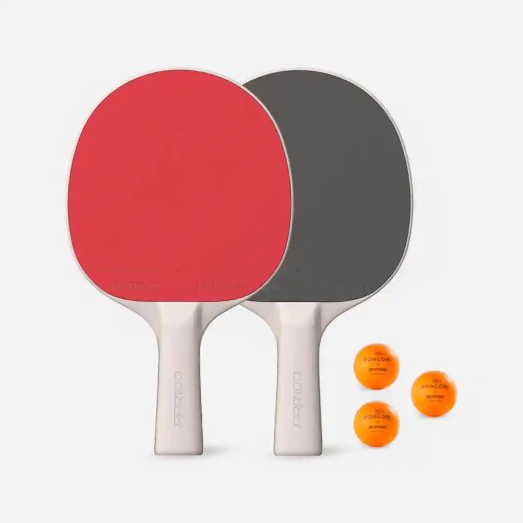 Set De 2 Raquetas Resistentes + 3 Bolas De Ping-pong - Set Ppr 100