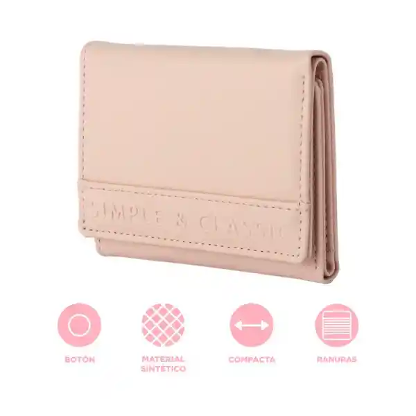 Billetera Para Mujer Letras en Relieve Rosa Miniso