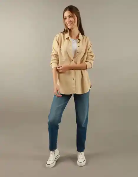 Camisa Mujer Beige Talla: Medium American Eagle