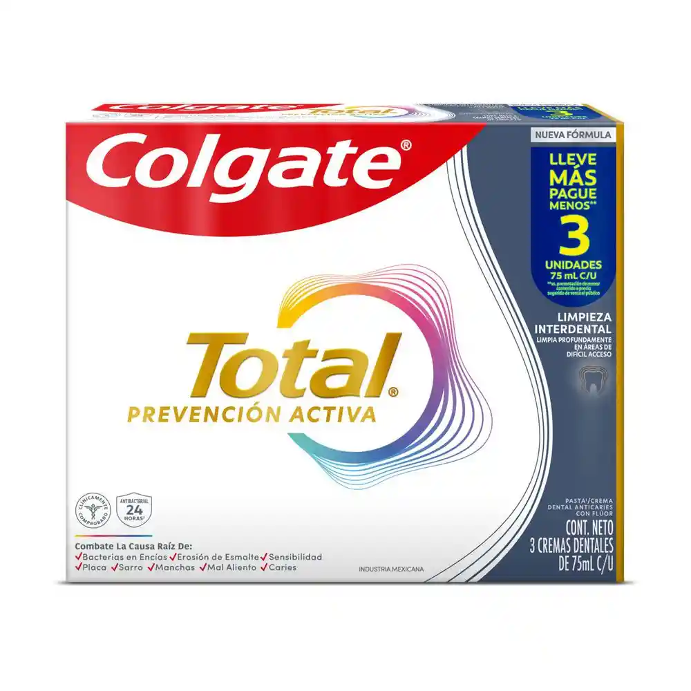 Tp Total Interdental 3 X 75 Ml Colgate Crema Dental (225 Ml)