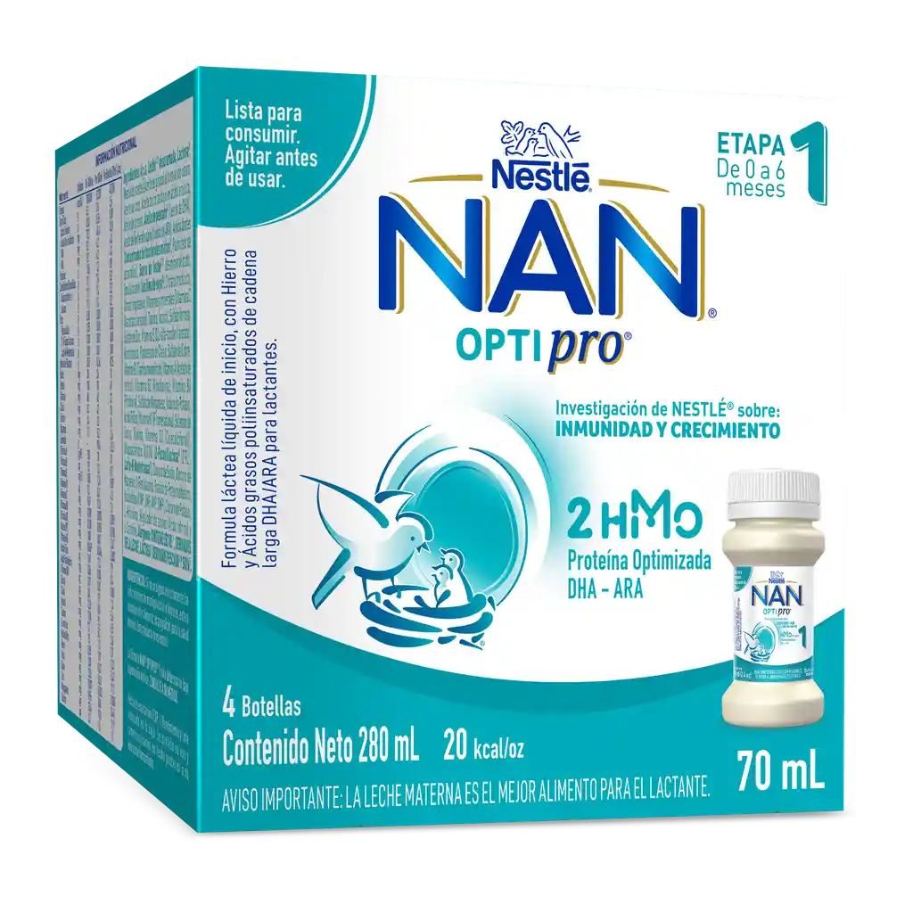 Fórmula infantil líquida NAN OPTIPRO 1 Caja x 4 botellas