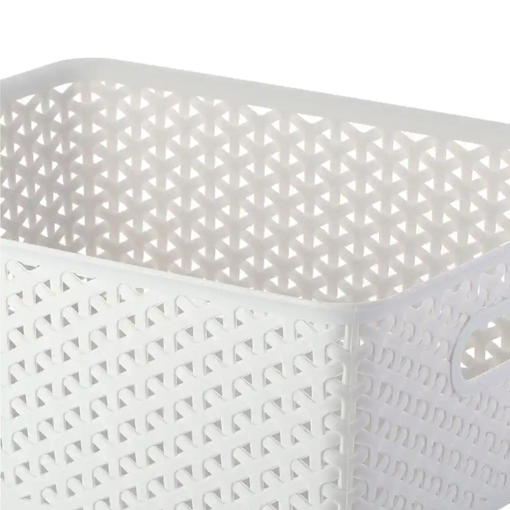 Canasto Simil Rattan Gri 36.5x30.5x13 Cm
