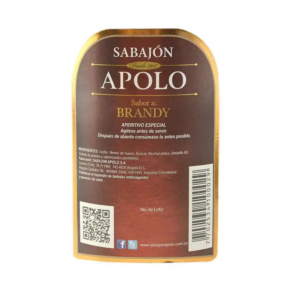 Apolo Sabajón Sabor a Brandy
