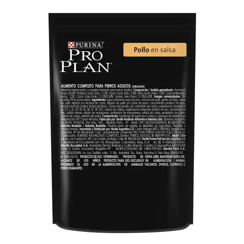 Comida húmeda para perros adultos sabor apollo Purina Pro Plan x 100gr